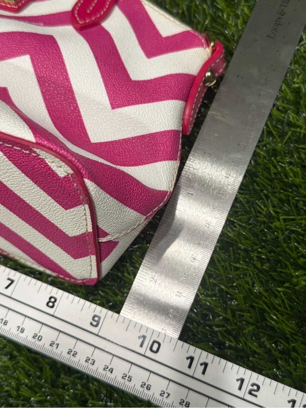 Dooney & Bourke Chevron Ruby Pink Striped Mini Satchel Crossbody Bag